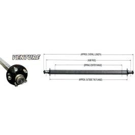 VENTURE 92.13" Square Galvanized Trailer Axle (3,750 lb) with Hubs #200190